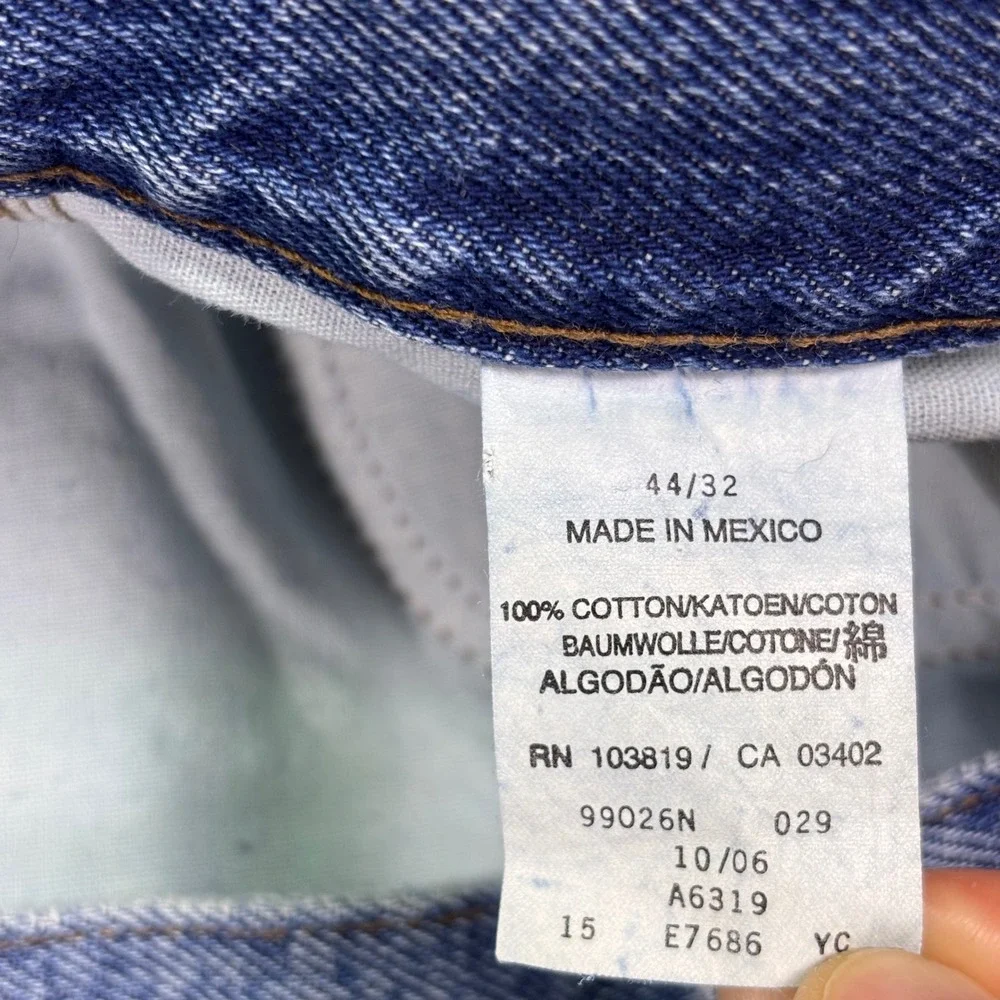 Harley Davidson Mens Jeans 44x32 Blue Straight Leg Denim Embroidered Logo 99026N